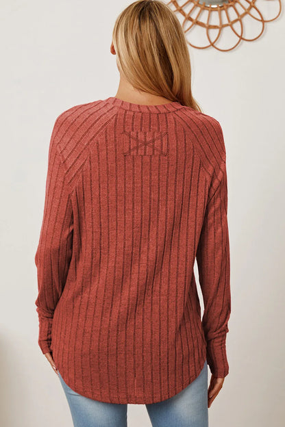 Basic Bae Full Size Ribbed Thumbhole Sleeve T-Shirt New Era Fashion LLc