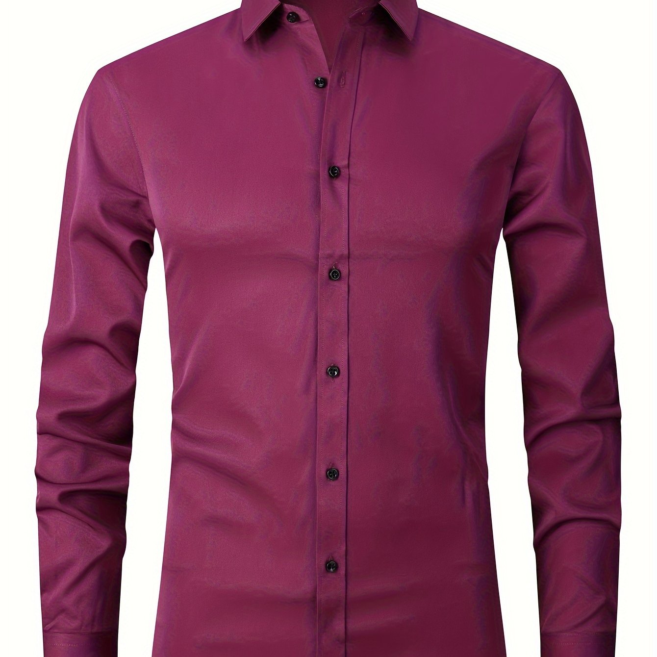 Men'S Stretch Slim-Fit Formal Shirt Without Pockets, Light Business Turn- Collar Long-Sleeved Shirt, Men'S Business Shirt, Wrinkle-Resistant And Durable Solid Color Formal Long-Sleeved Shirt with Buttons And Pockets, Suitable NovaCart