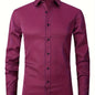 Men'S Stretch Slim-Fit Formal Shirt Without Pockets, Light Business Turn- Collar Long-Sleeved Shirt, Men'S Business Shirt, Wrinkle-Resistant And Durable Solid Color Formal Long-Sleeved Shirt with Buttons And Pockets, Suitable NovaCart