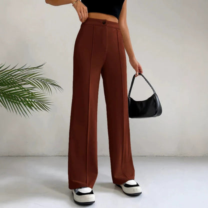 Women's High-Waisted Straight Flare Pants with Stitching Detail FitiqueFit