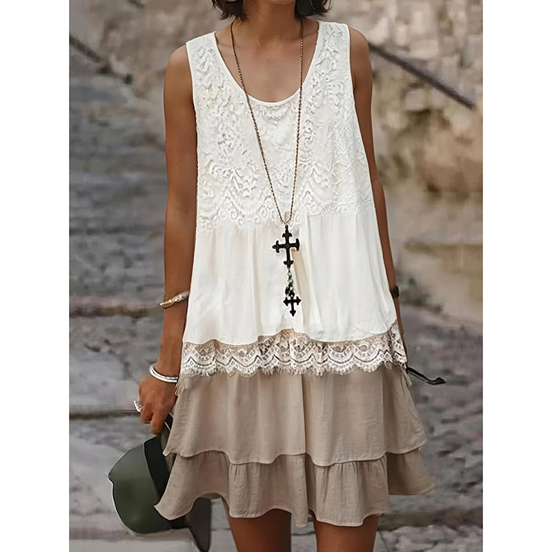 Sleeveless Lace Patchwork Sundress Clothes Casual Dresses FitiqueFit