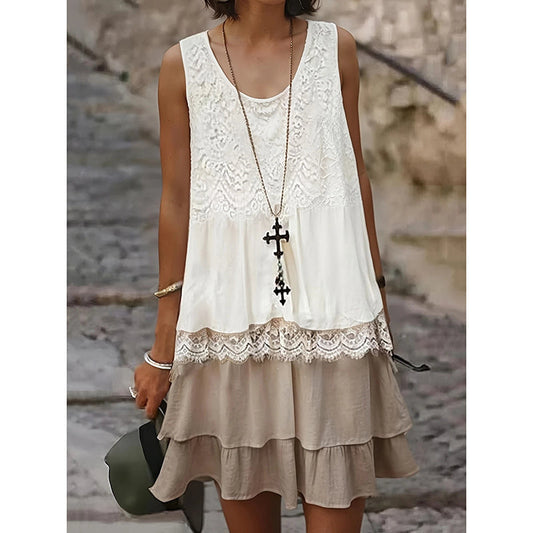 Sleeveless Lace Patchwork Sundress Clothes Casual Dresses FitiqueFit