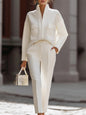 Women's Urban Commuter Pocketed Long-Sleeve Top & Pants Two-Piece Set FitiqueFit