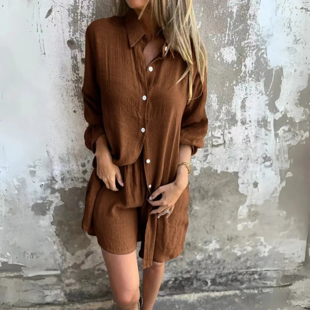 Embrace Effortless Style with the Nora™ Casual Blouse & Shorts Set