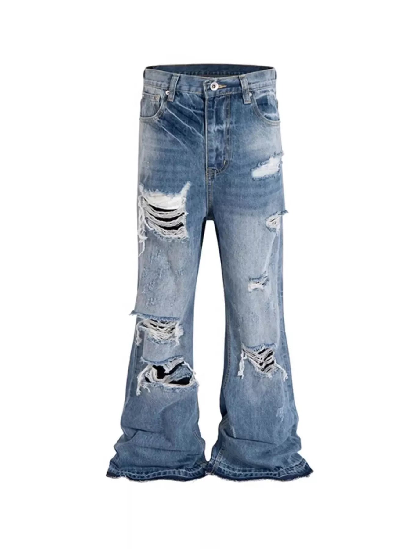 Men's Full Size Distressed Wide Leg Jeans Plus Size New Era Fashion LLc