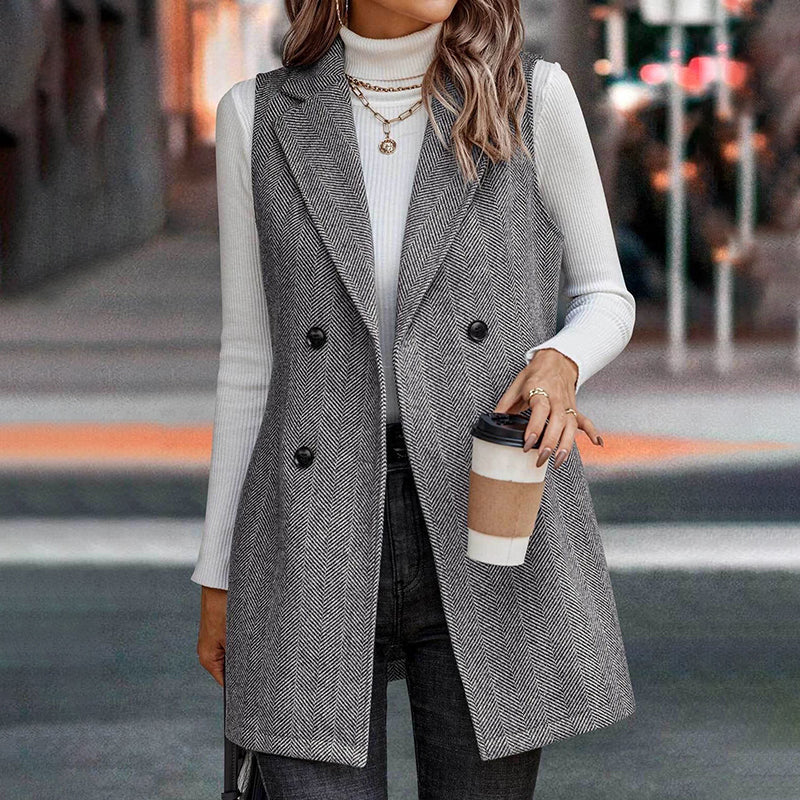 🖤 Women’s Sleeveless Blazer Vest – Trendy Business Casual FitiqueFit