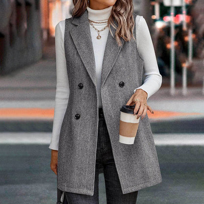🖤 Women’s Sleeveless Blazer Vest – Trendy Business Casual FitiqueFit