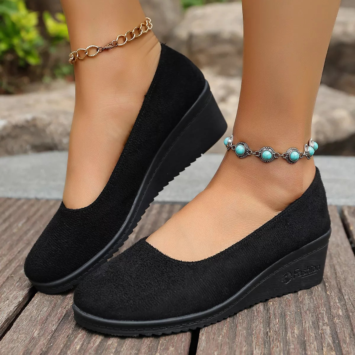 Wedge Heel Slip-On Loafers FitiqueFit