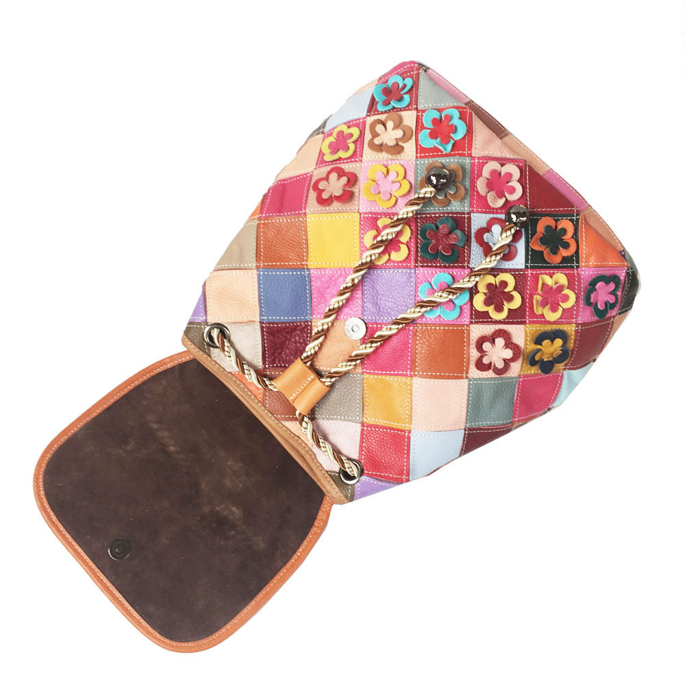 Stitching Rhombus Retro Women's Bag Leather Backpackage Backpack See size chart under “more details” The Fashion Celestial
