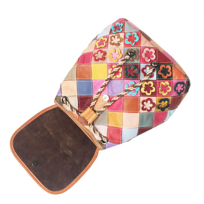 Stitching Rhombus Retro Women's Bag Leather Backpackage Backpack See size chart under “more details” The Fashion Celestial