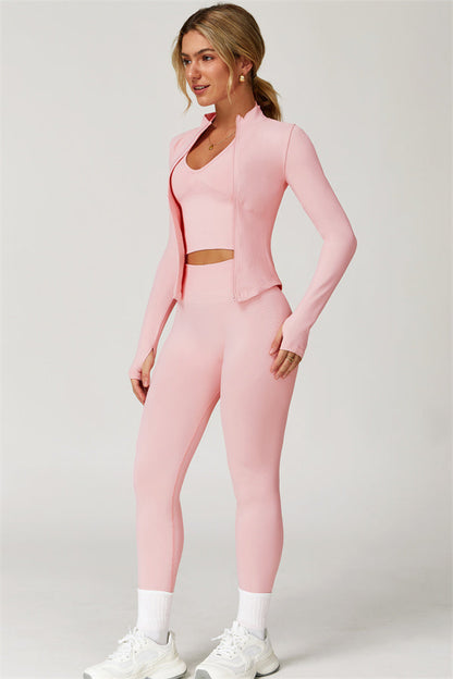 The Delight Jacket Sports Bra Leggings 3-Piece Set Fitglutes Activewear Gymwear Sportswear & Workout Clothes