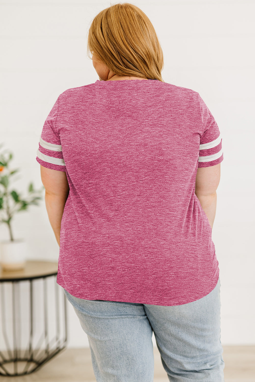 Plus Size Striped V-Neck Tee Shirt See size chart under “more details” The Fashion Celestial
