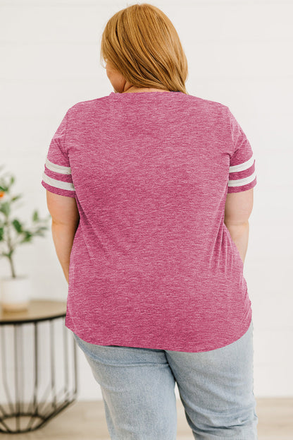 Plus Size Striped V-Neck Tee Shirt See size chart under “more details” The Fashion Celestial