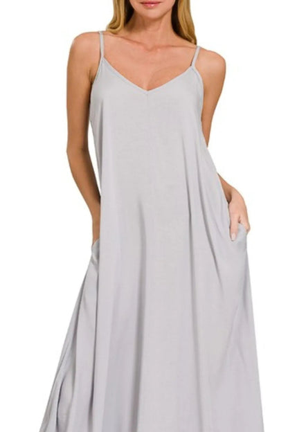 Zenana Woven Arc Hem Cami Dress With Flowy Pockets West2East Surf