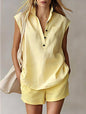 Women's Casual Sleeveless Cardigan Top & Shorts Set FitiqueFit