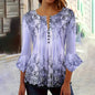 Women’s V-Neck 3/4 Sleeve Button-Front Tunic Blouse FitiqueFit