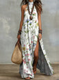 Women's Sleeveless Split Floral Print Maxi Dress FitiqueFit