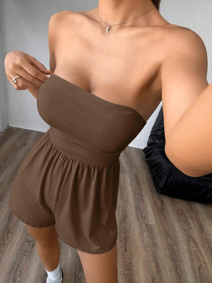 Chic Strapless Ruched Waist Romper New Era Fashion LLc