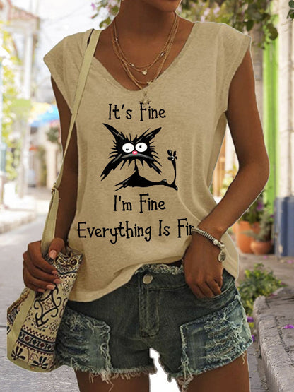 Women's V-Neck Printed Short Sleeve Loose Top – 14 Colors S–4XL FitiqueFit