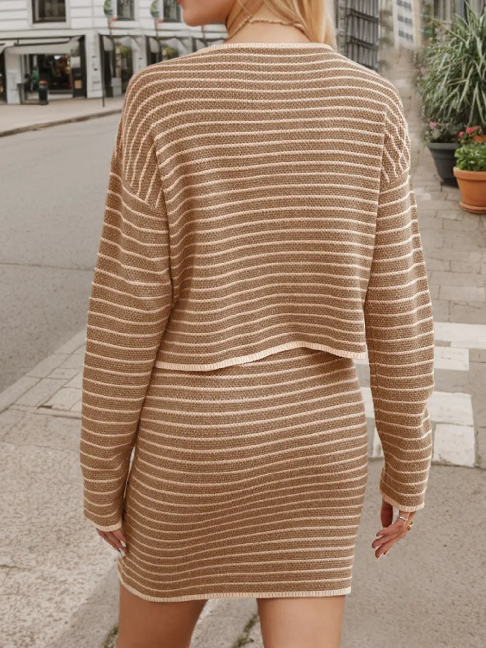 Striped Long Sleeve Top and Skirt Set See size chart under “more details” The Fashion Celestial