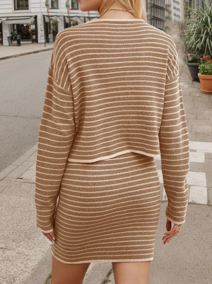 Striped Long Sleeve Top and Skirt Set See size chart under “more details” The Fashion Celestial