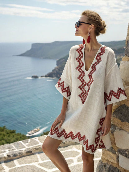 Women's Printed Loose A-Line Beach Midi Dress – Vacation Resort FitiqueFit