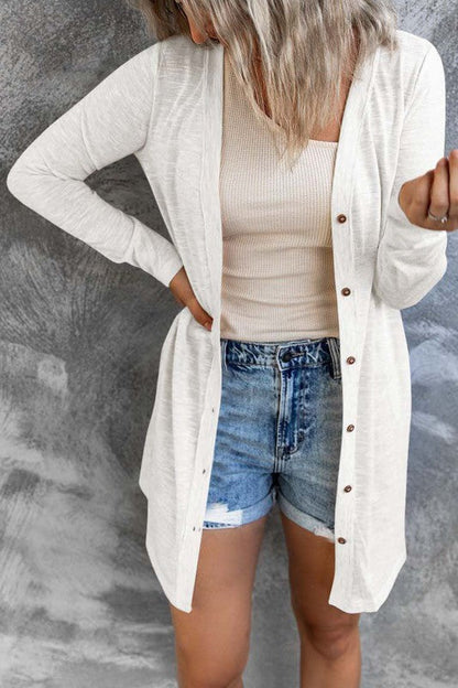 Solid Open-Front Buttoned Cardigan Shop Style & More | Fresh Looks, Everyday Deals & Free Shipping
