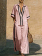 Women’s Color Block Shirt and Wide-Leg Pants Set FitiqueFit