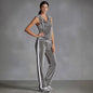 Women's Velvet Wide-Leg Pants & Sleeveless Top Set FitiqueFit