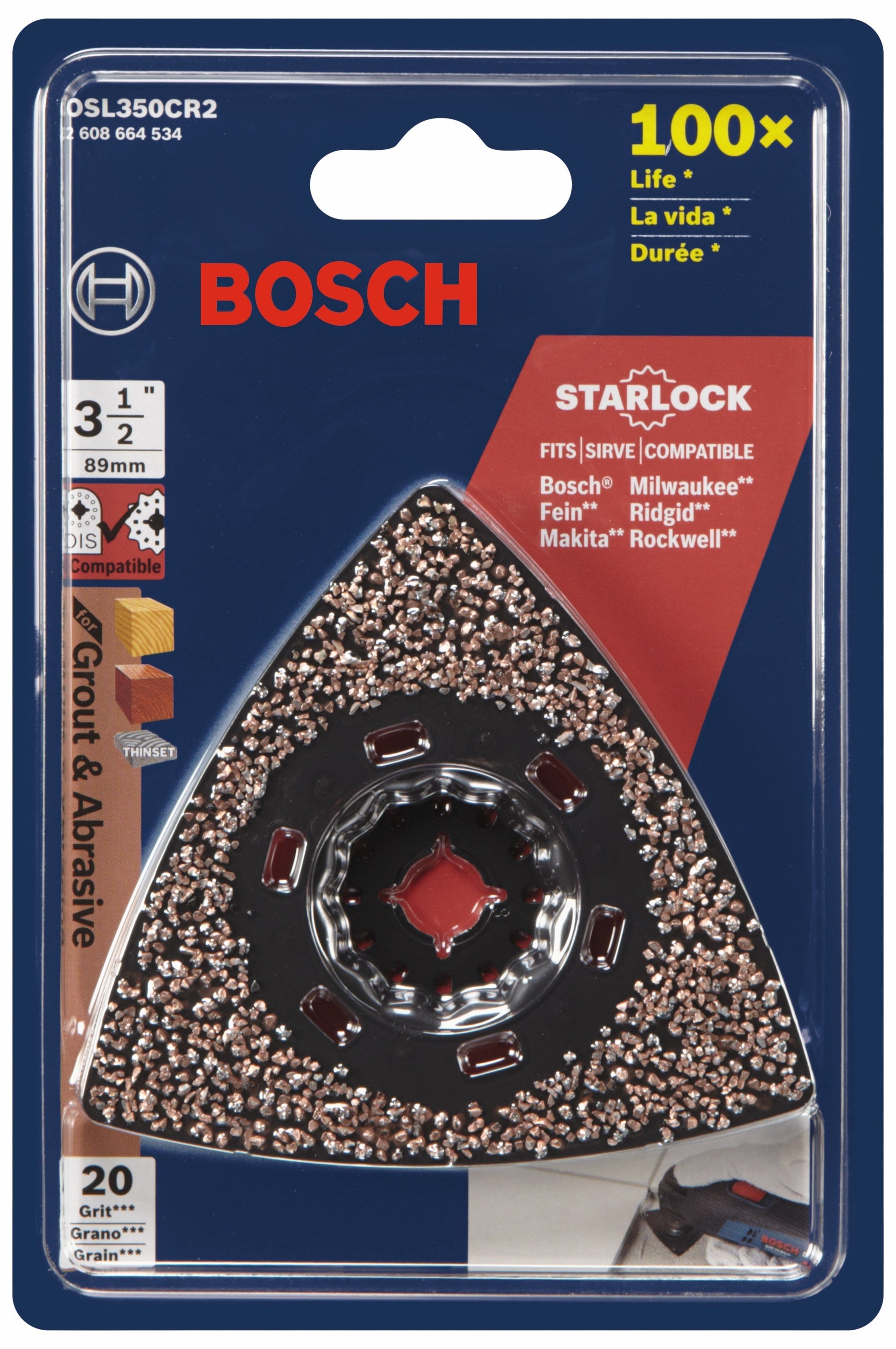 BOSCH OSL350CR2 Starlock® Oscillating Multi-Tool Carbide 20 Grit Delta Sanding Pad VM Hardware