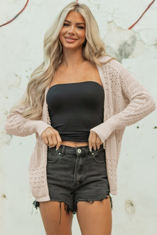 Solid Hollow Knit Open-Front Cardigan Shop Style & More | Fresh Looks, Everyday Deals & Free Shipping