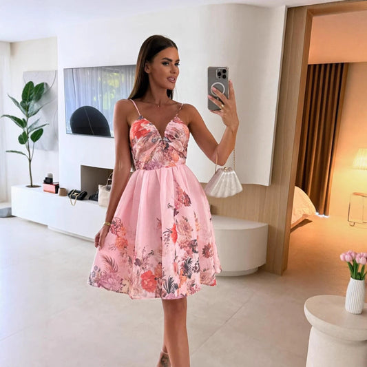Women’s Fashionable Slim-Fit Printed Strap Dress FitiqueFit