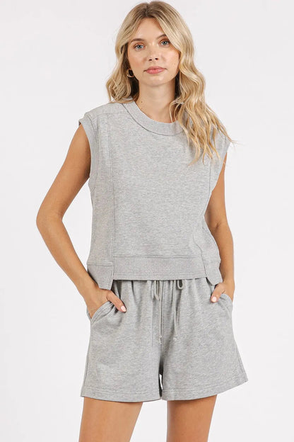 Mittoshop French Terry Crew Neck Top and Shorts Set West2East Surf