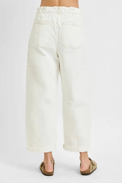 RISEN Full Size High Rise Crop Wide Barrel Cargo Pocket Jeans Plus Size Garden Naked Curves