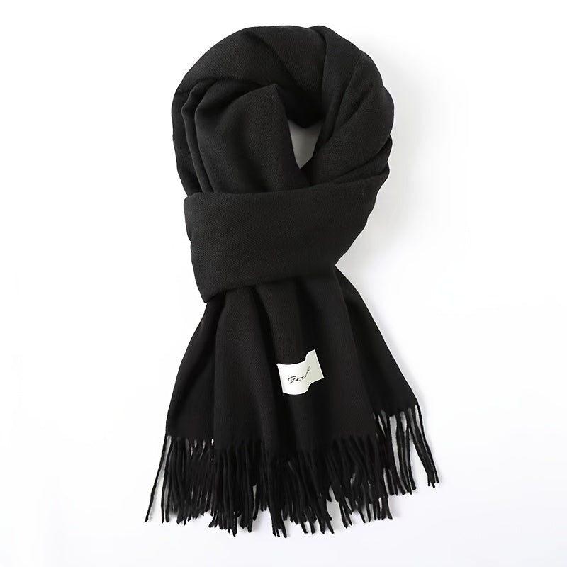 Solid Color Tassel Scarf, Hand Wash Only, Elegant Fringe Shawl for Women, Fashion Accessory NovaCart