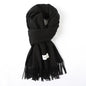 Solid Color Tassel Scarf, Hand Wash Only, Elegant Fringe Shawl for Women, Fashion Accessory NovaCart
