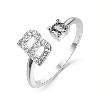 Popular Fashion Silvery AZ Letter Ring Initials Wedding Love Couple Rings Bridesmaid Gift NovaCart