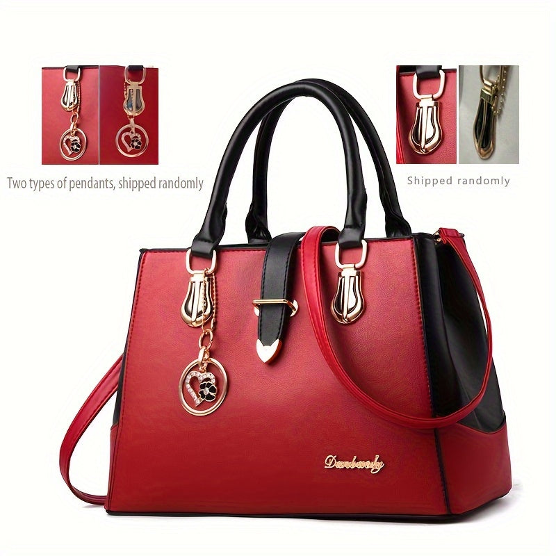 Fashionable Womens Letter Detail Shoulder Bag - Comfortable Double Handle, Spacious Purse for Work & Daily Use - Timeless Elegant Style NovaCart