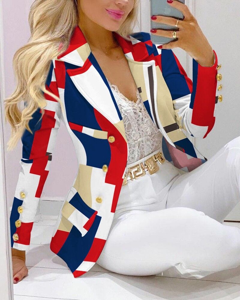 Women's Printed Coat & Trousers Two-Piece Set – 19 Prints, Casual Fashion Suit FitiqueFit