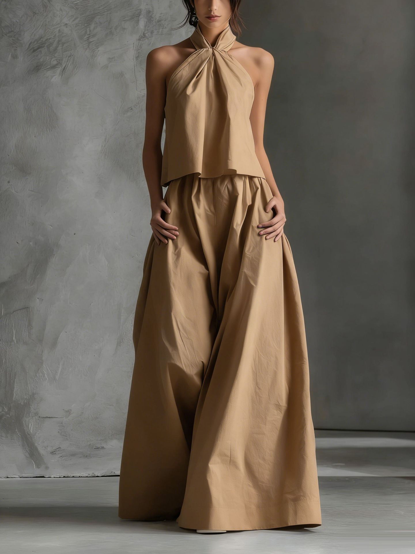 Loose-Fitting Sleeveless Top and Wide-Leg Pants Two-Piece Set. FitiqueFit