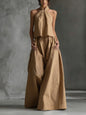Loose-Fitting Sleeveless Top and Wide-Leg Pants Two-Piece Set. FitiqueFit