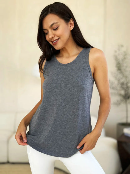 Basic Bae Full Size Round Neck Curved Hem Tank New Era Fashion LLc