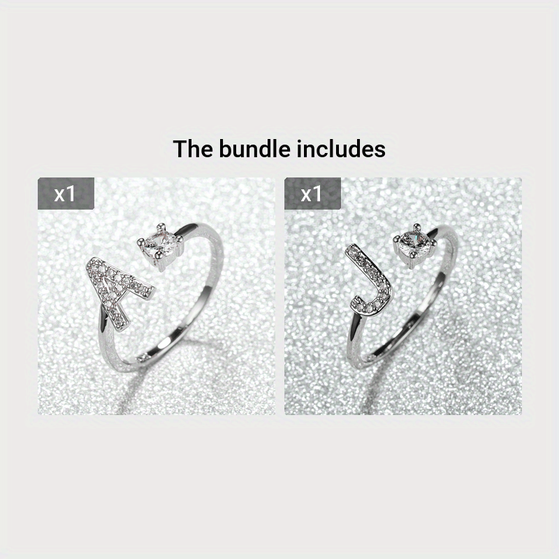 Popular Fashion Silvery AZ Letter Ring Initials Wedding Love Couple Rings Bridesmaid Gift NovaCart