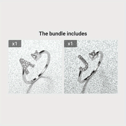 Popular Fashion Silvery AZ Letter Ring Initials Wedding Love Couple Rings Bridesmaid Gift NovaCart