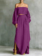 Off-Shoulder Top & Asymmetrical Maxi Skirt Set – Women's 2-Piece Outfit FitiqueFit