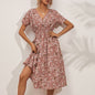 V-Neck Floral Print A-Line Satin Maxi Dress | 8 Colors FitiqueFit