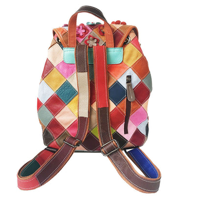 Stitching Rhombus Retro Women's Bag Leather Backpackage Backpack See size chart under “more details” The Fashion Celestial
