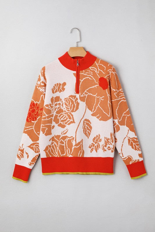 Floral Half Zip Collared Pullover Sweater Shop Style & More | Fresh Looks, Everyday Deals & Free Shipping