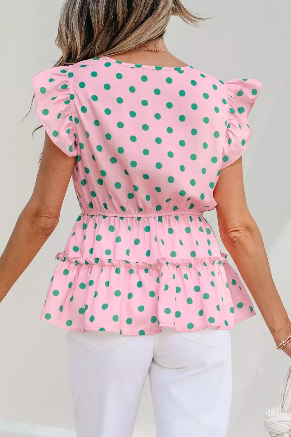 Polka Dot Ruffle Hem Blouse New Era Fashion LLc