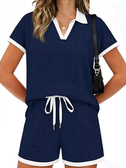 Polo Collar Short Sleeve Top and Shorts Set New Era Fashion LLc